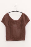 SWAYING 25 Early Autumn Shoulder Hollow Short Sleeve Knit Cardigan SW-SW25PF1T10C3-ZONG Brown